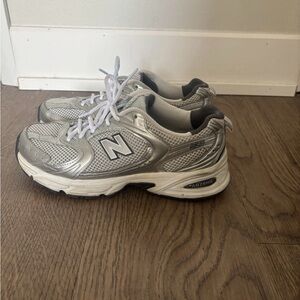New Balance Silver and White Running Shoes